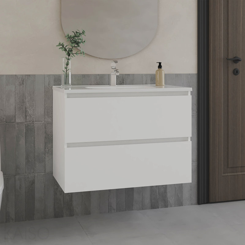 Armoire de salle de bain Opalo, avec deux tablettes et rangement ouvert, blanc, Blanc