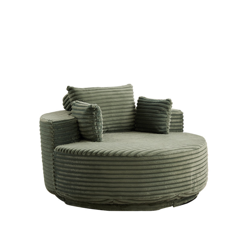 Fauteuil d'appoint rembourré en velours côtelé 55 po Victoria avec base pivotante à 360 ° Victoria, Vert