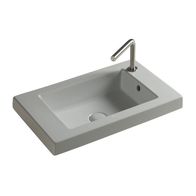 Ceramica Tecla By Nameeks Serie 35 23.62'' Glossy White Vitreous China Rectangular Bathroom Sink with Overflow