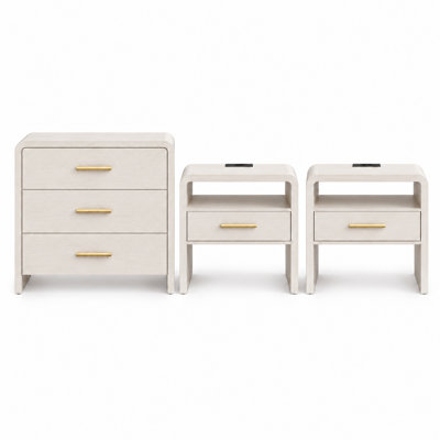  3 Piece Bedroom Set with 2 Nightstands and 3-Drawer Dresser