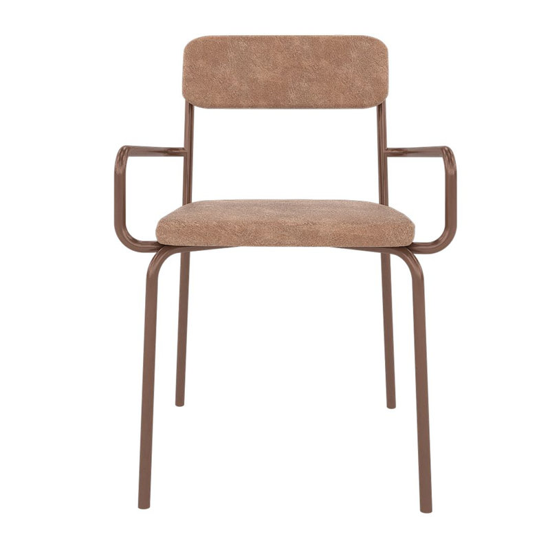 16.33'' H Faux Leather Upholstered Metal Armchair, Brown