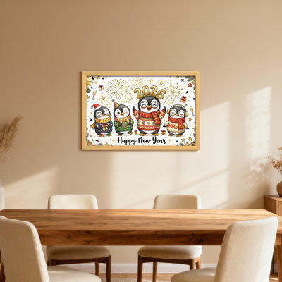 Animals Penguin Christmas Celebration New Year 2026