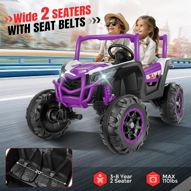 24V Pink 2-Seater Off-Road UTV Ride-On Car with Remote Control