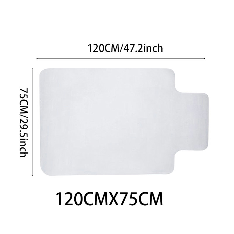 Convex flat bottom PVC chair mats, 120cm x 75cm