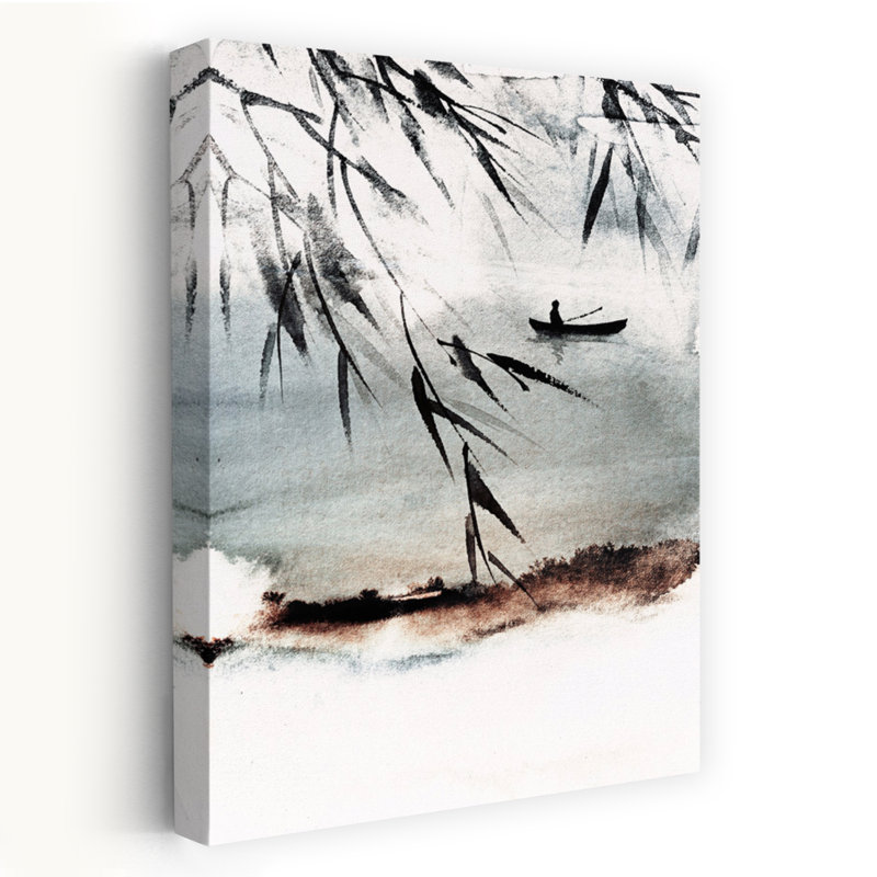 Art contemporain contemporain, paysage serein, paysage tranquille de bambou, H 18 po x l 12 po