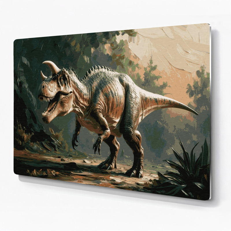 Dinosaur Pentaceratops Green Metal Wall Art, 11" H x 14" W