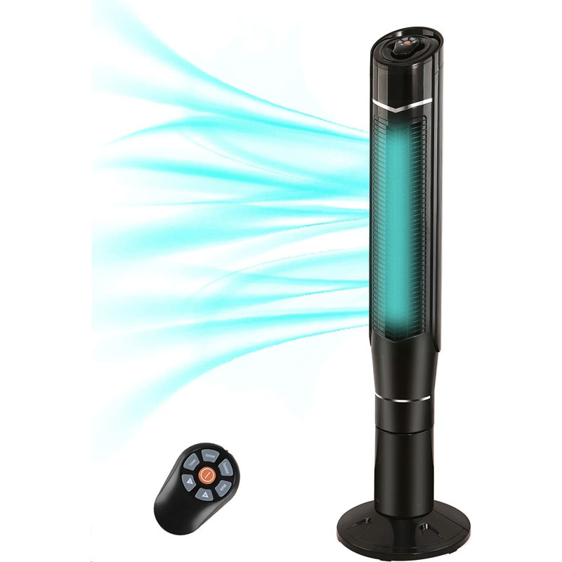 39.37''HX12.6''WX12.6''D Portable Oscillating Tower Fan with Remote, 8 Speeds, 3 Modes, 24H Timer, Black