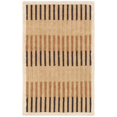 Brown Hand-Tufted Geometric Rug