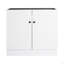 Meuble-lavabo autoportant avec lavabo en résine blanche et 2 portes d'armoire à fermeture en douceur (emballage KD)-1571843579-1571843581