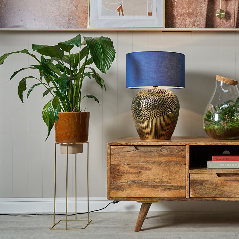 Metal Table Lamp, No, Navy Blue