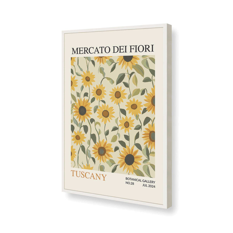 Imprimé de marché aux fleurs d'été Toscane, Reproduction encadrée sans passe-partout, Blanc opaque