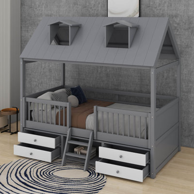 Lit simple en bois