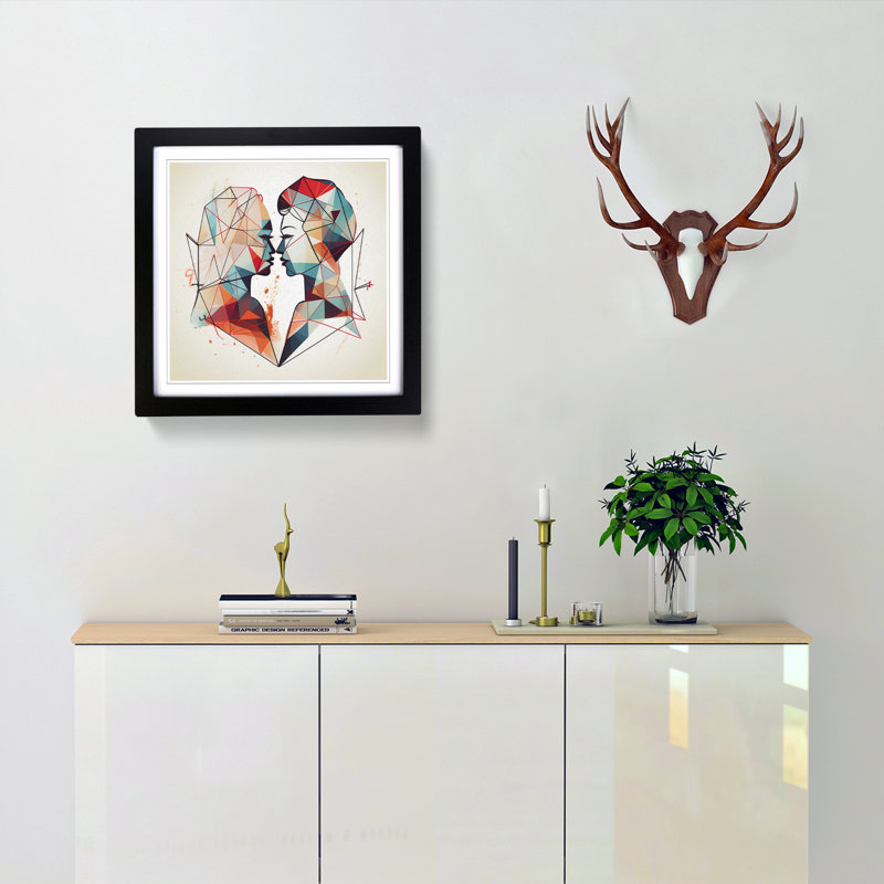 Lovers Geometric No.1 - Single Picture Frame Print on Wood, Black