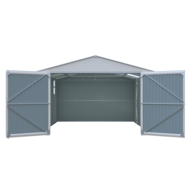 Outdoor Storage Shed 20x13 FT, 100" H x 237" W x 152" D, White