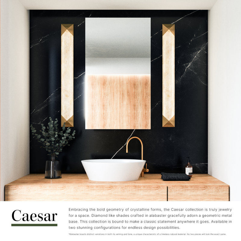 Caesar 1 - Light LED Bath Sconce, Vintage Brass/Alabaster