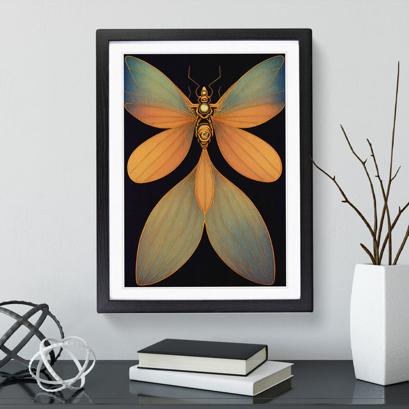 Amazing Dragonfly - Single Picture Frame Print, Black, 34cm H x 25cm W x 2cm D