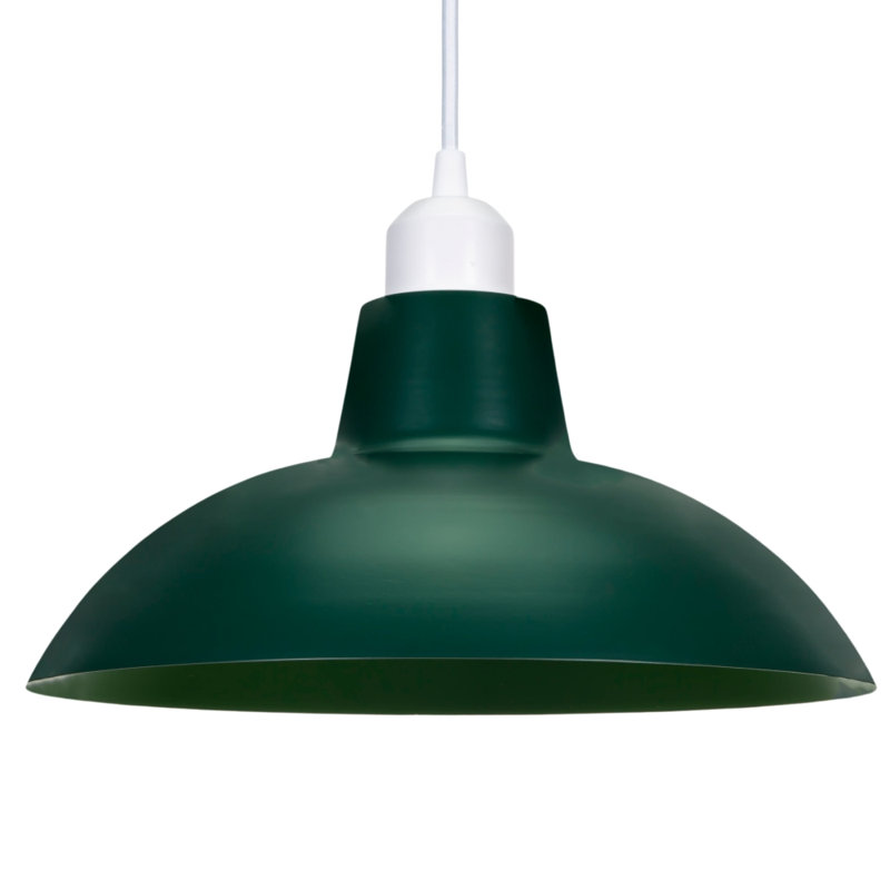 Industrial Retro Designed Matt Curved Ceiling Pendant Light Shade, Green