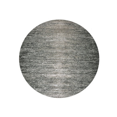 Tapis rond en soie et laine noué à la main 12 pi x 12 pi Tricorn Black Striae 24D861A628184C7B919DE6154CA49950