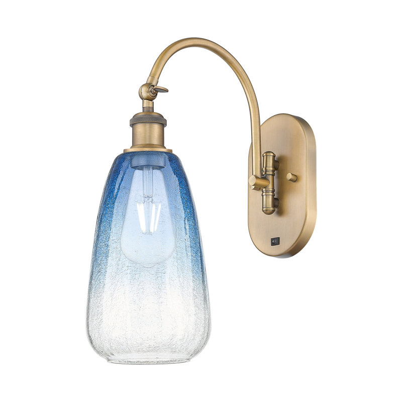 Applique murale pivotante 1 lumière Ballston - Alleva, Laiton brossé, Bleu saphir
