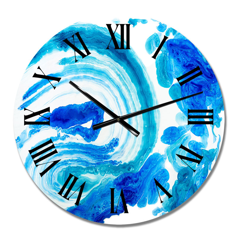 Bleu et blanc encre nuage explosion - horloge murale moderne, Petit