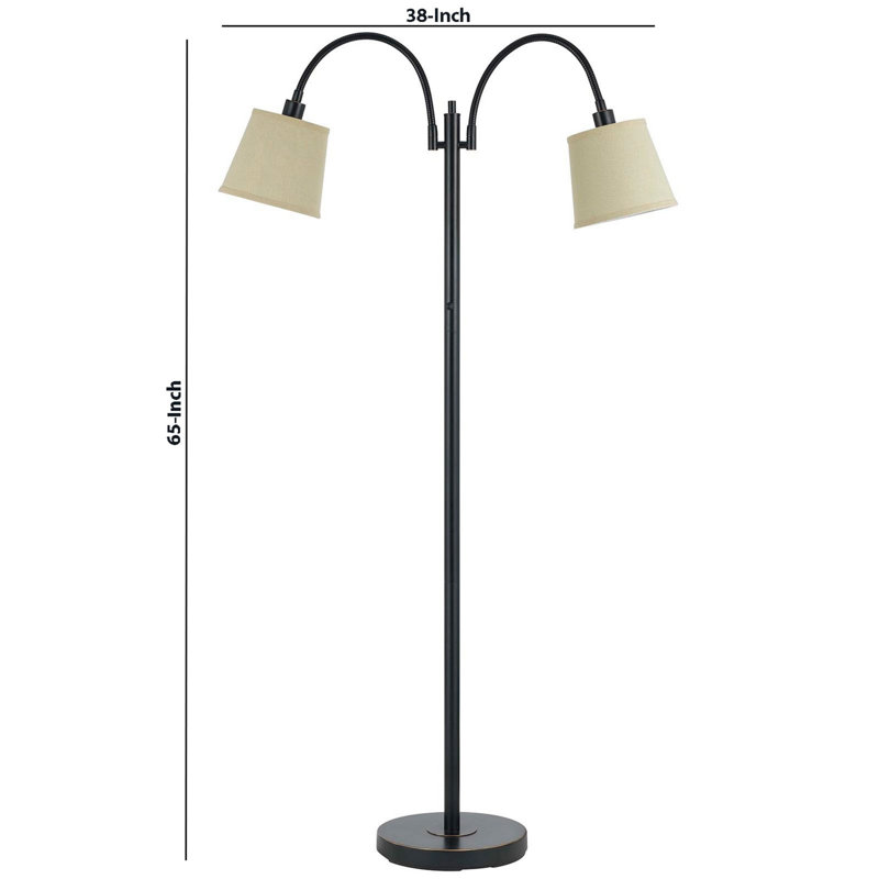 Lampe sur pied à branches 65 ", Noir, Crème
