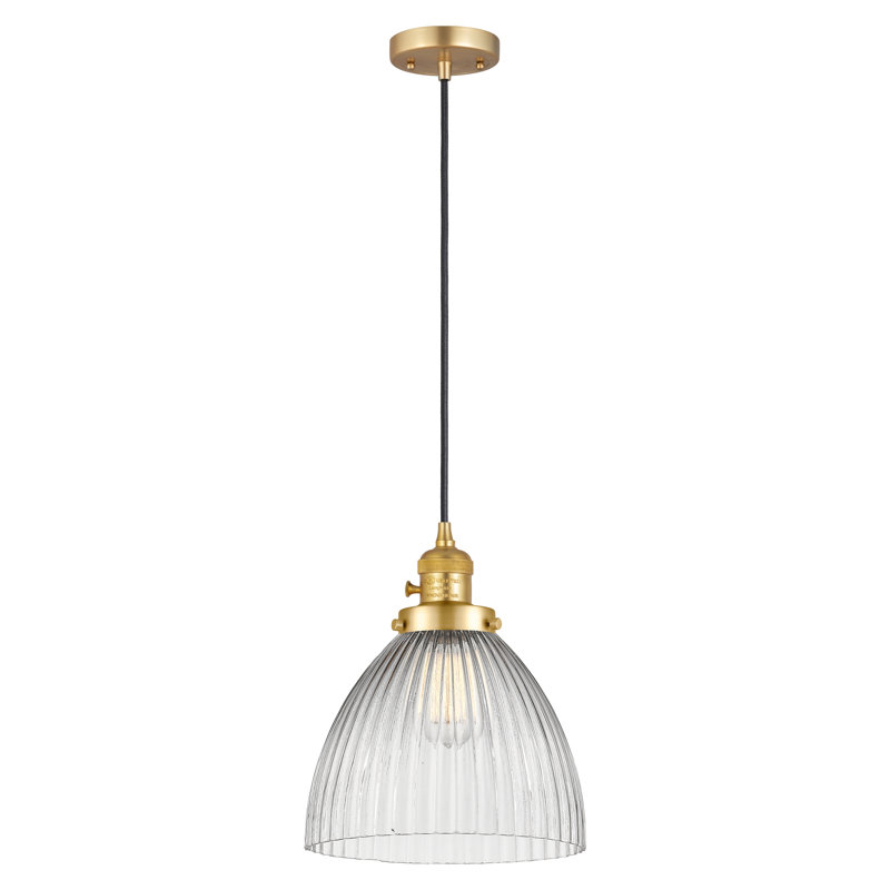 Franklin Restoration - Kuni - 1 mini-luminaire suspendu à cordon de 10 po - Interrupteur marche / arrêt - Ampoule DEL - Abat-jour halophane transparent