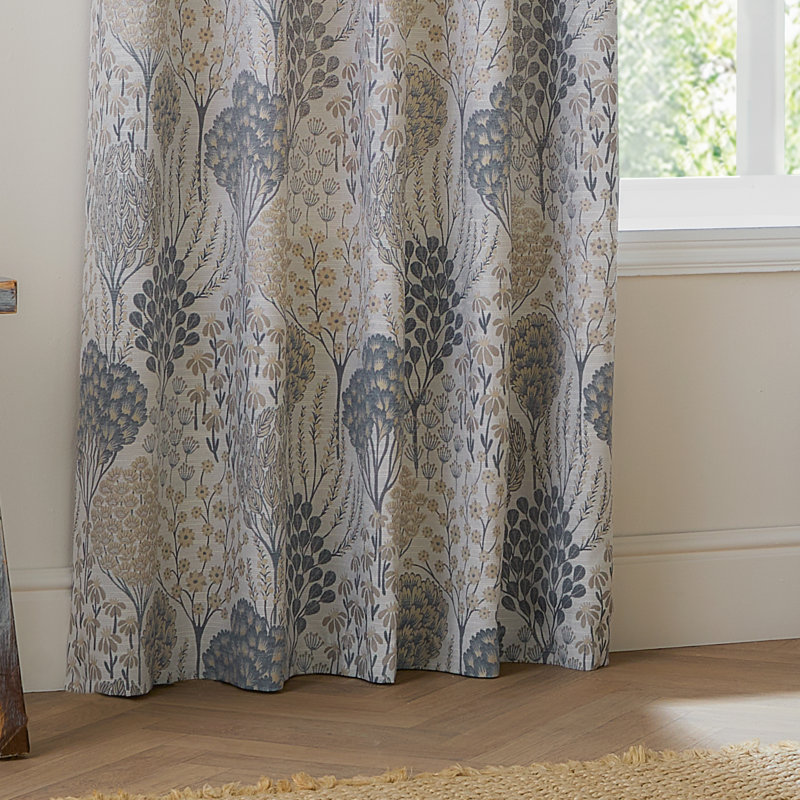 Ophelia Room Darkening Curtain Panel Pair, 168cm Width x 137cm Drop, Light Blue