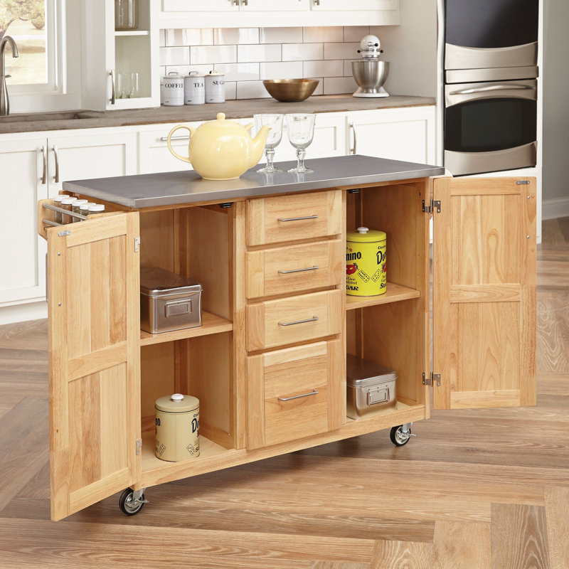Chariot de cuisine avec comptoir en acier inoxydable Kinch