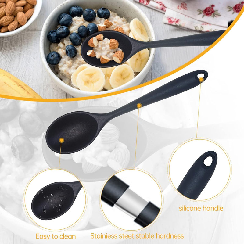 2 Pcs Silicone Nonstick Mixing Spoon