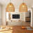 Handcrafted Rustic Rattan Woven Pendant Light, Vintage Farmhouse Chandelier For Living Room, Bedroom