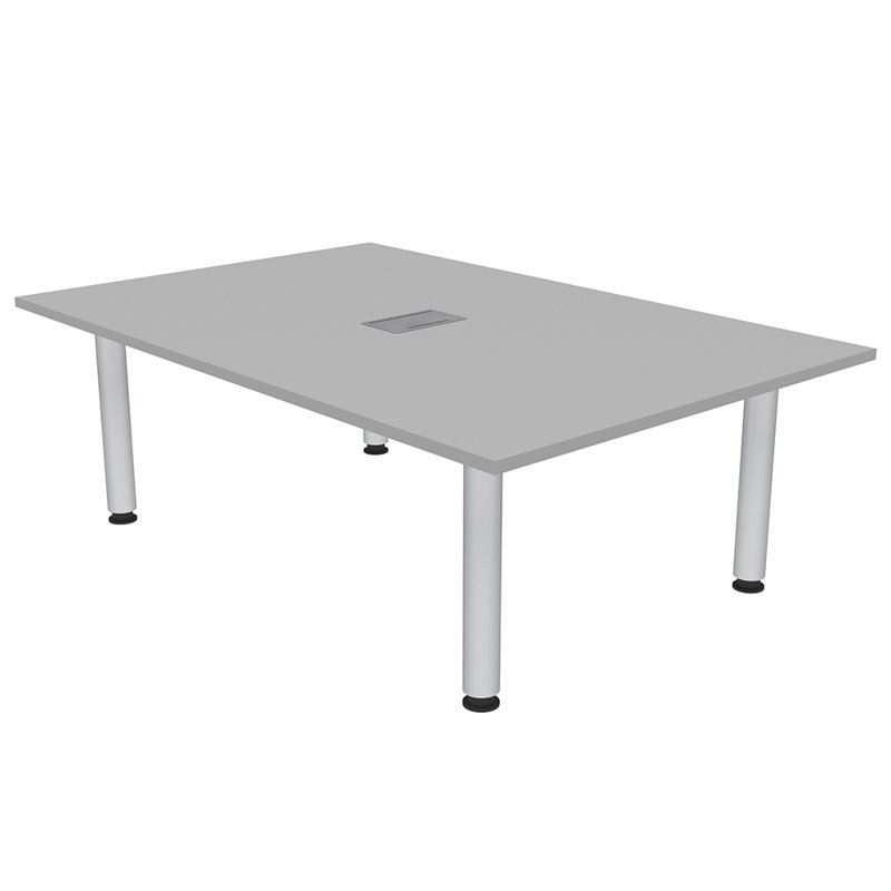Table de réunion rectangulaire avec pieds électriques et électriques, L 72 po x l 48 po, Brouillard gris, Argent