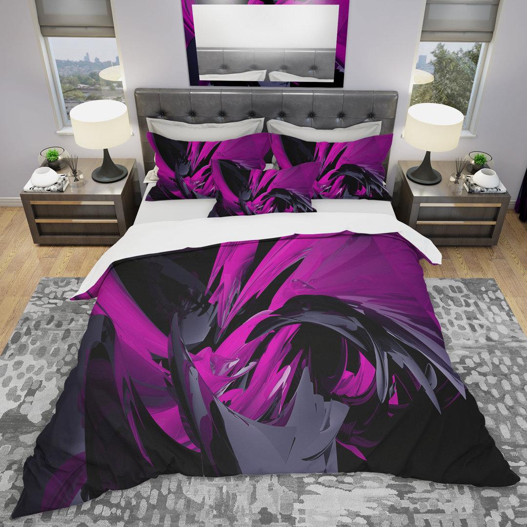 Grey Mixer - Abstract Duvet Cover Set - Microfiber Polyester Design Art