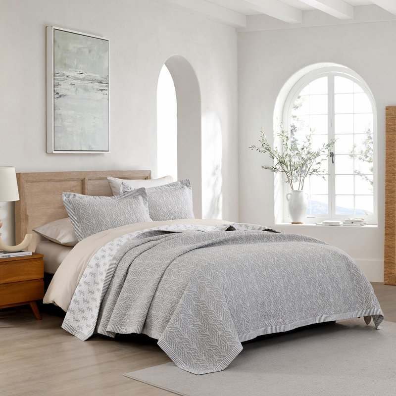 Ensembles de courtepointe 100% coton 98 po x 90 po Dduoxin - 1 courtepointe avec 2 taies décoratives, Gris