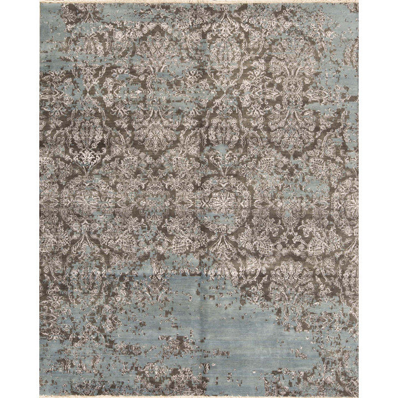 Tapis bleu de haute qualité noué à la main
