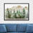 Green Watercolor Mountain Pine Tree Forest Nature Landscape Rustic Wall Art Work Framed Canvas Print-73429763-73429764