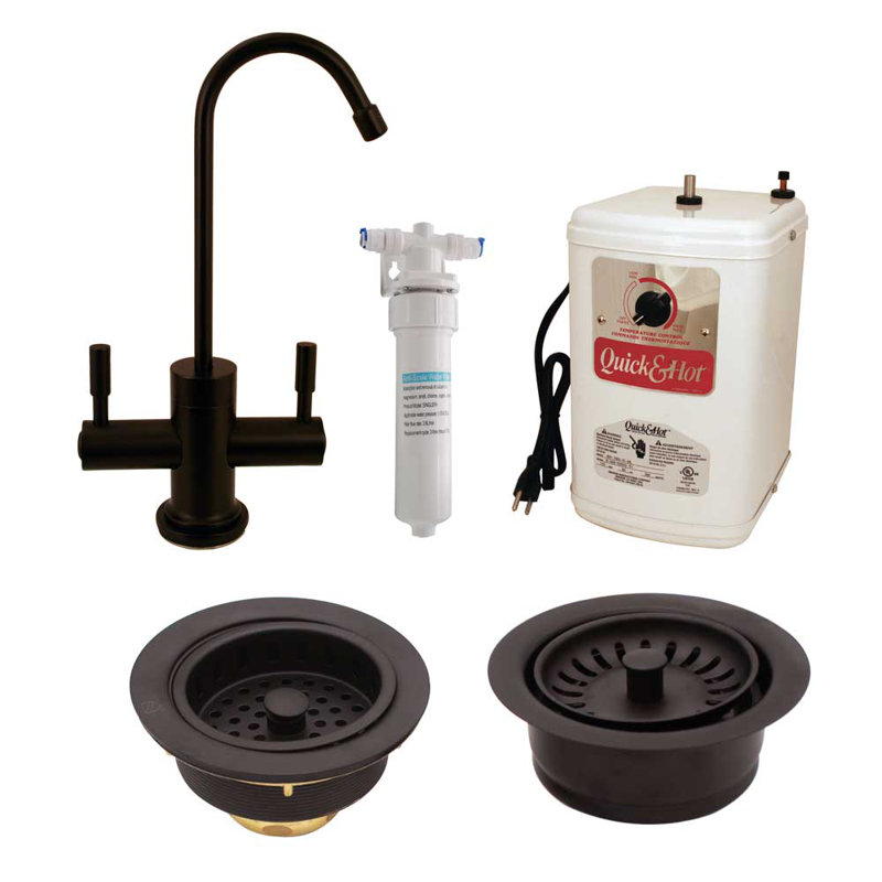 Distributeur d'eau chaude et froide contemporain à 2 leviers 10 "avec filtre, bonde d'évier et garniture d'élimination Contemporary