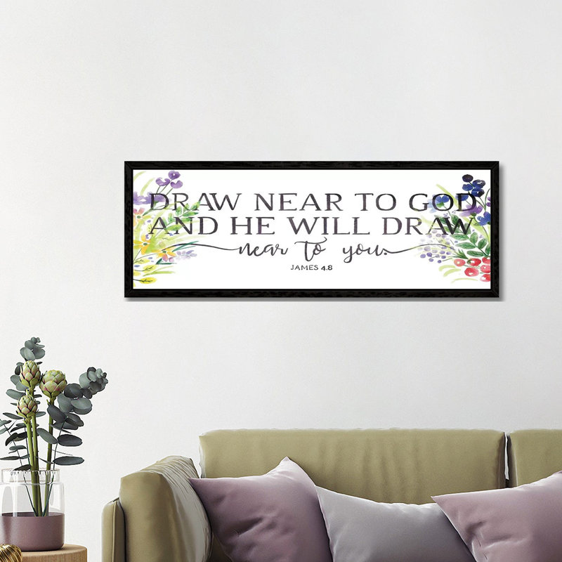 Draw 1 Piece Panoramic Wall Art on Canvas, 40.64cm H x 121.92cm W x 3.81cm D, Black Framed