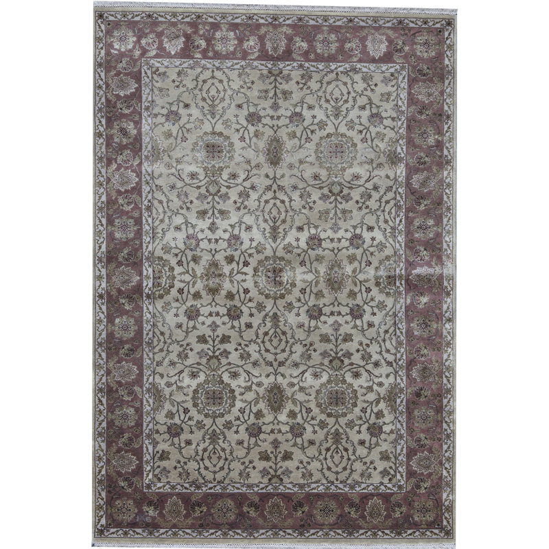 Shamas Oriental Area Rug in Cream/Purple/Green/Ivory