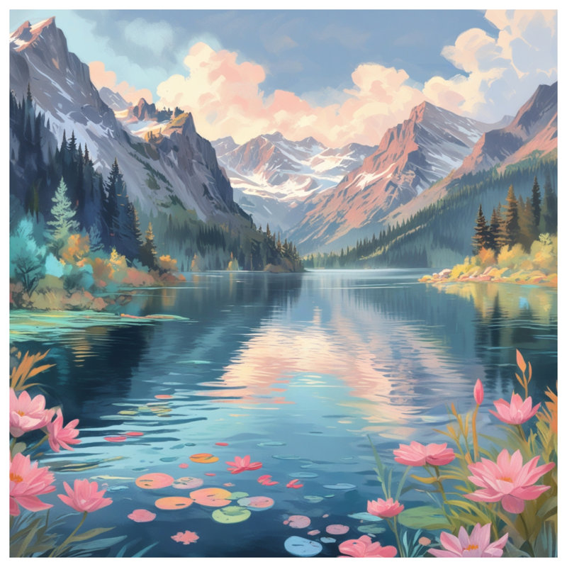 Mountain Lake Landscape Comforter, Queen