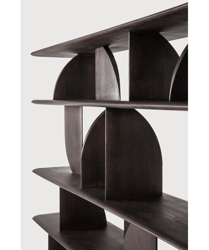 Geometric Solid Wood Geometric Bookcase, Dark Brown