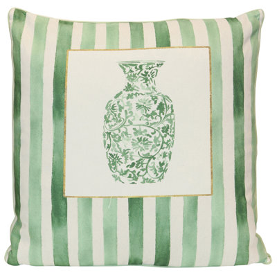 Coussin en porcelaine Tamara Day for StyleCraft - vert et blanc doux - 24 po x 24 po