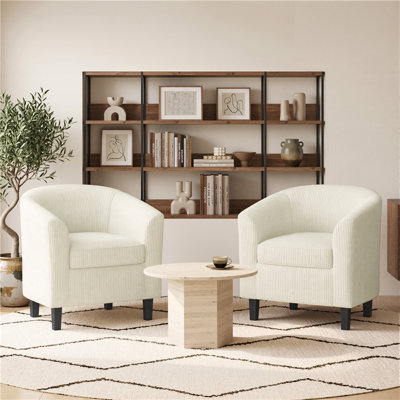 Fauteuil tonneau en velours côtelé, fauteuil d'appoint