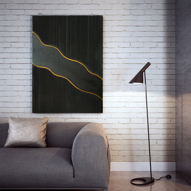 Peinture à l'huile peinte à la main en noir et doré