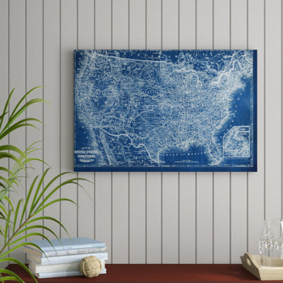 «US Map Blueprint», impression sur toile