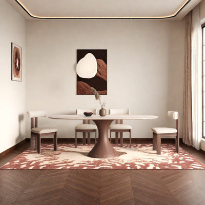 Sintered stone slim waist dining table set