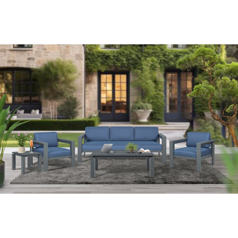 Fauteuil d'extérieur avec coussins de 31,25 po de largeur Kairis, Bleu