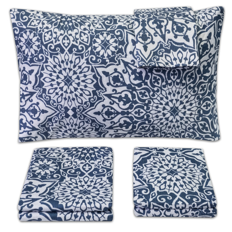 Mandala Oasis Microfiber Floral Sheet Set, Twin Sheet Set with 1 Pillowcase