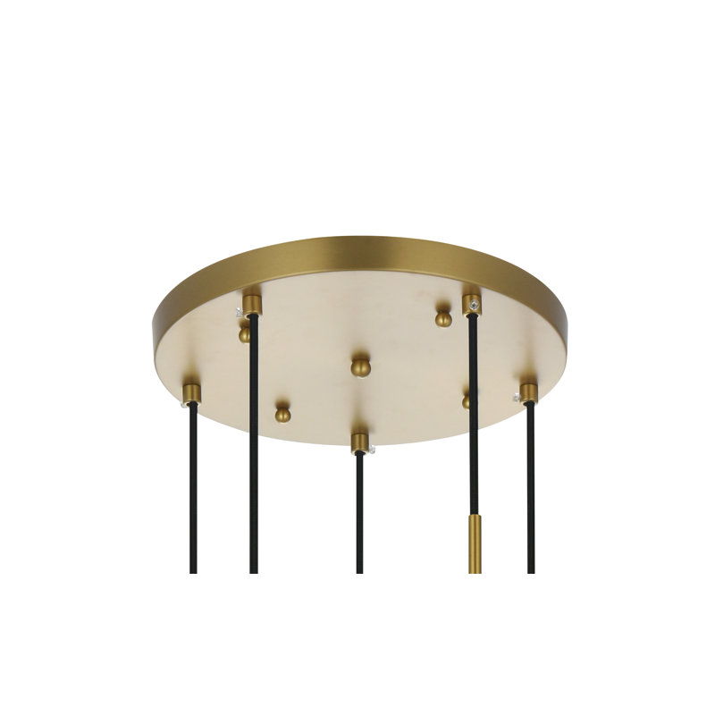 Luminaire suspendu en sphères groupées à 5 lumières Yearby, Laiton, Transparent, 5 lumières