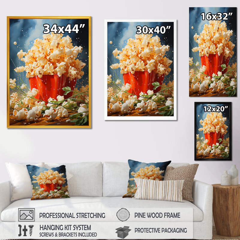 Carnival Kernels Bright Pop Corn Fiesta I - Popcorn, art mural, H 20 po x l 12 po x P 1 po