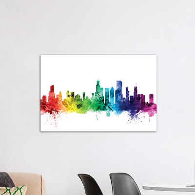 Rainbow Skyline Series: Chicago, Illinois, États-Unis, impression sur toile tendue